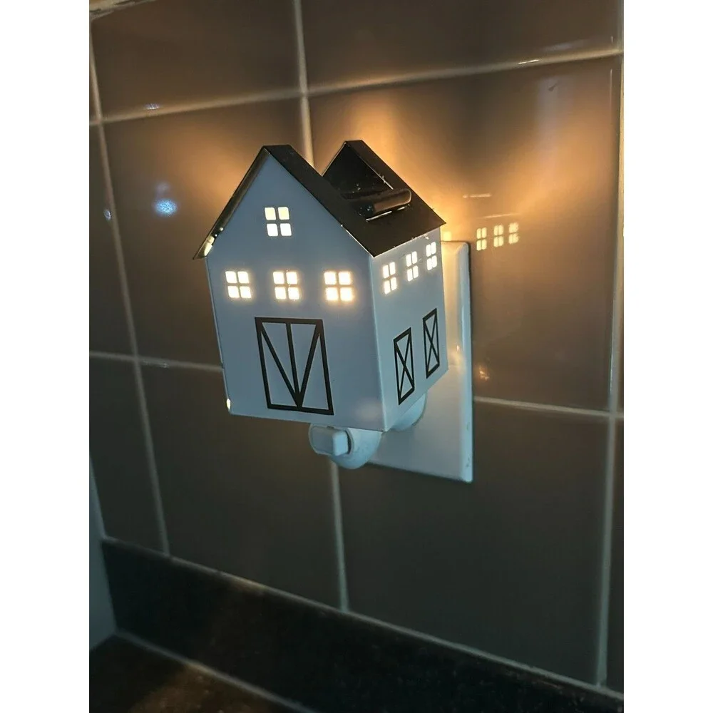 Farmhouse House Wax Warmer Plug In White Black Night Light Scent Warmer